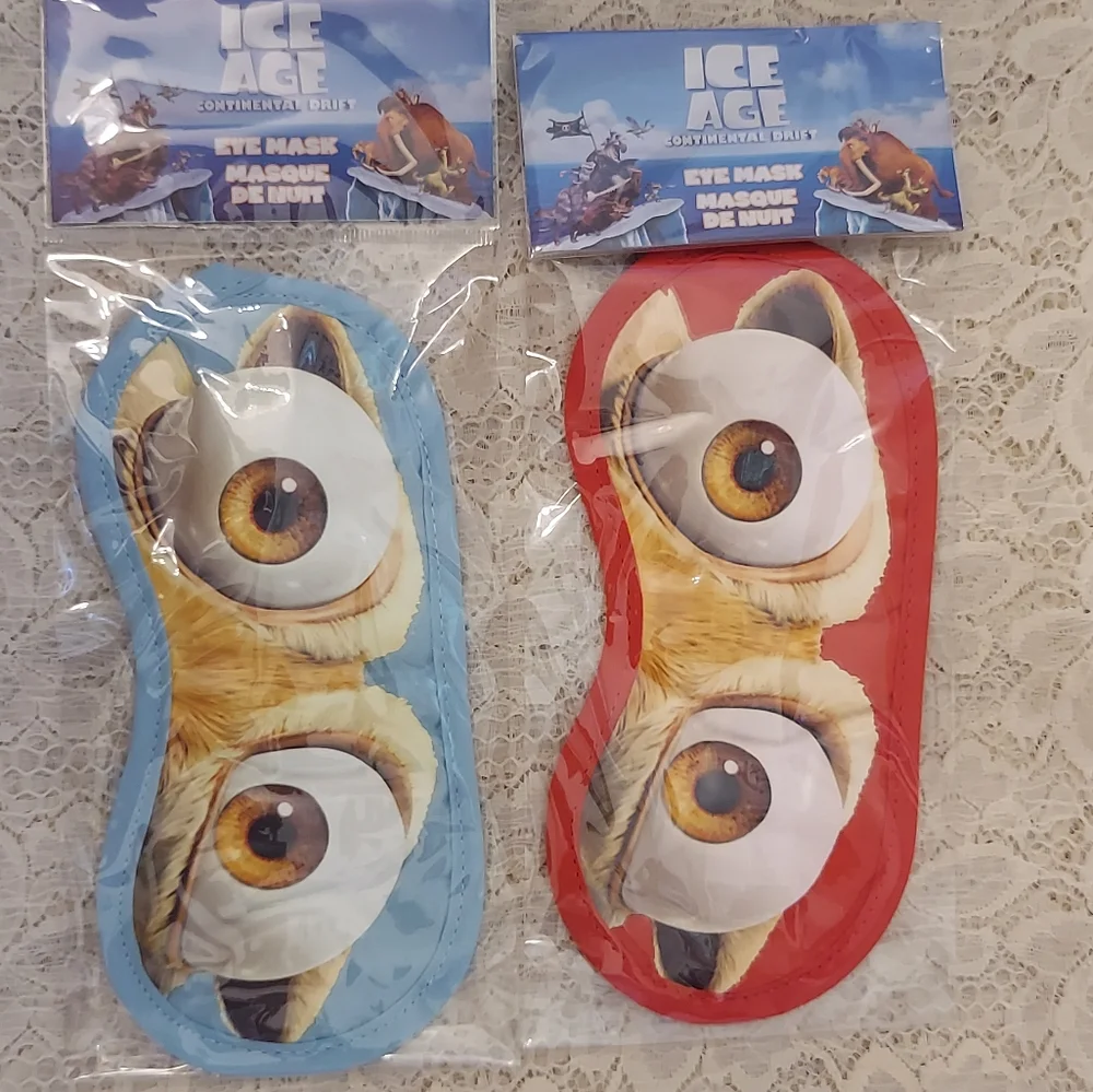 8 Ice Age Eye Mask Blue and Red Scrat Eyes from Continental Drift New in Package